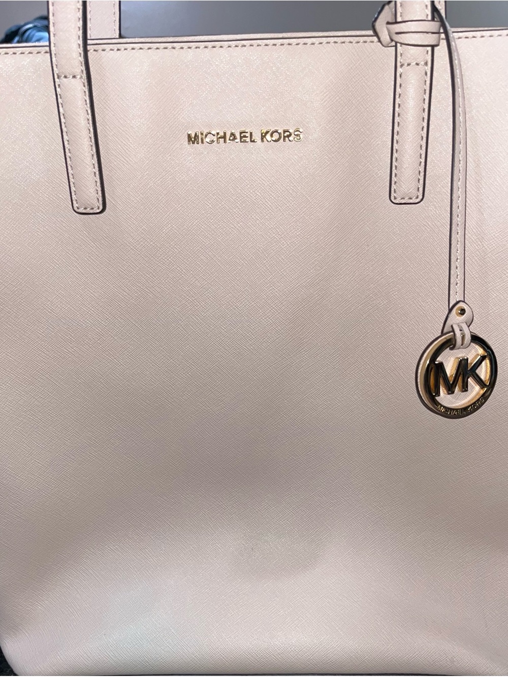 Michael Kors Haley light pink Saffiano Leather Tote with Gold Hardware